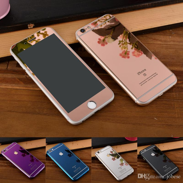 Colorful Screen Protector Tempered Glass For Iphone 6 Iphone 5 Color Plating Mirror colorful front and back Glass Film