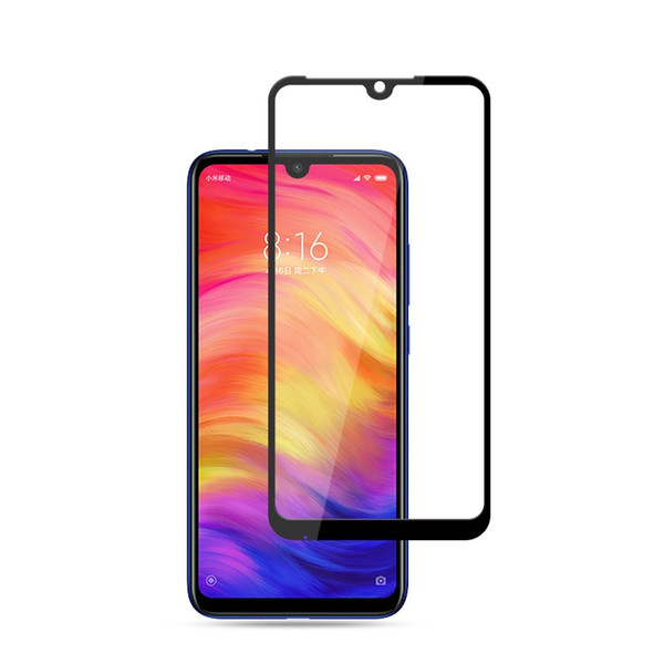 Xiaomi redmi Note 7 2.5D tempered glass screen protector with black silk printing and free shipping