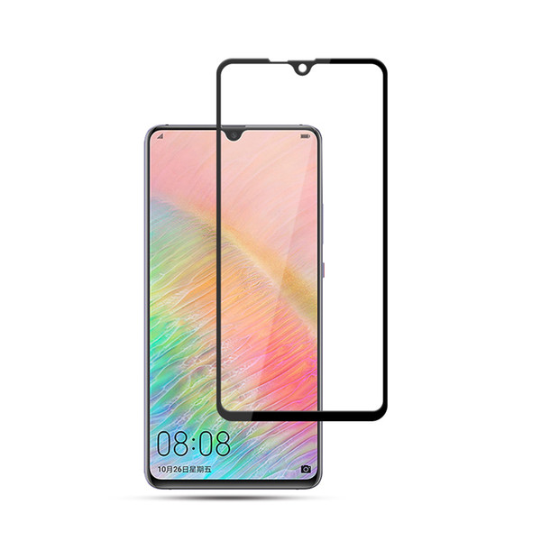 For Huawei Mate 20 X 2.5D front film 9H tempered glass screen protector with black silk printing and retail package