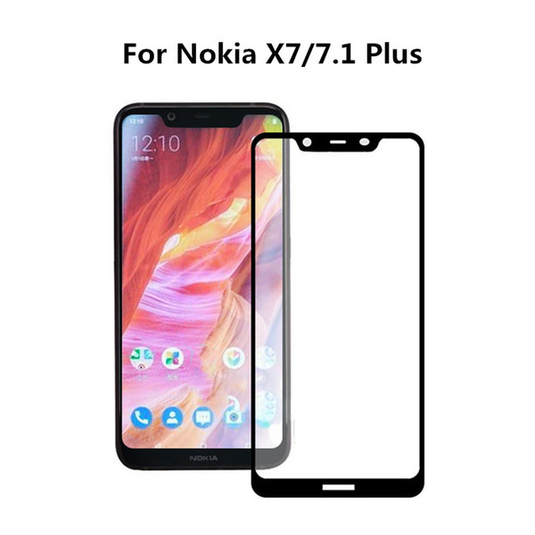 For Nokia X7(Nokia 7.1 plus) 2.5D 9H tempered galss screen protector with black silk printing and retail package