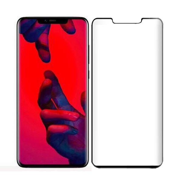 For Huawei Mate 20 PRO 3D curved front film tempered glass screen protector with black silk printing and retail package