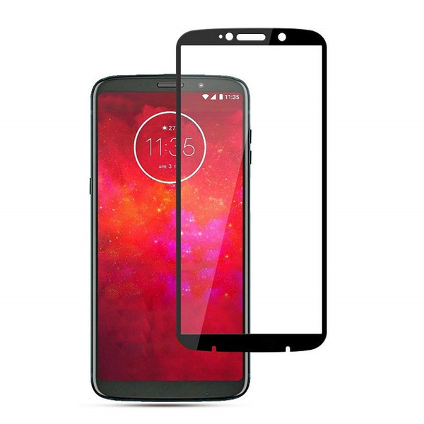 For MOTO Z3 Play 2.5D front film tempered glass screen protector with black silk printing and retail package and free shipping