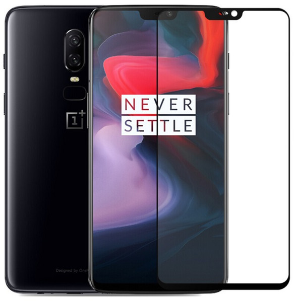 For smartphone oneplus 6 2.5D tempered glass screen protector with black silk printing full cover front film