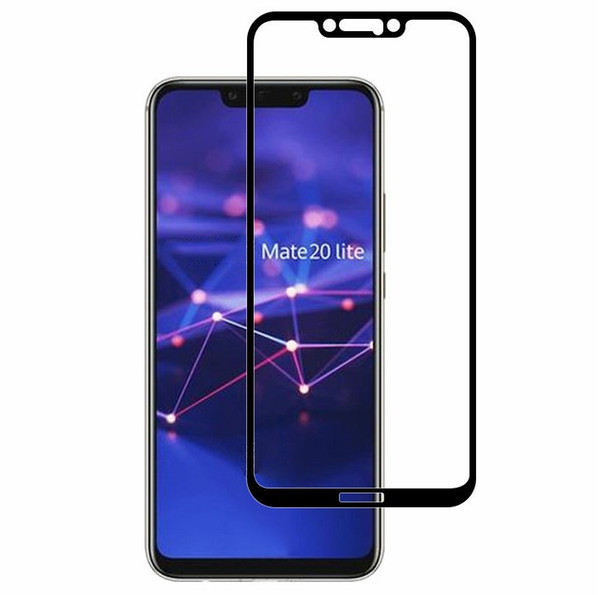 For Huawei Mate 20 lite 2.5D front film tempered glass screen protector with black silk printing and retail package