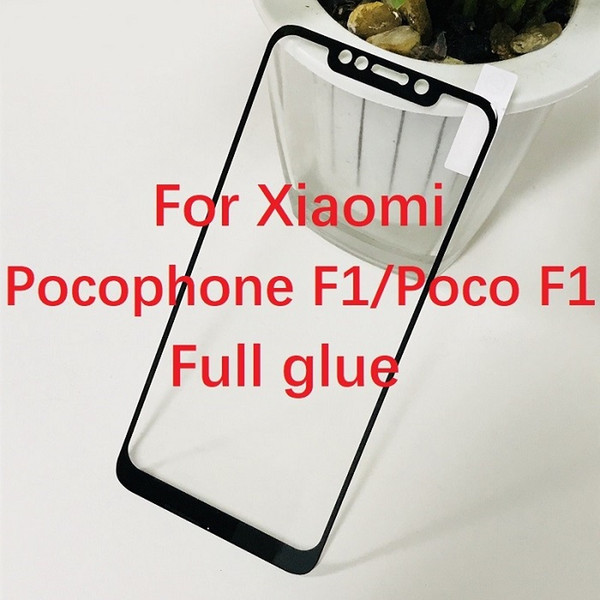 For Xiaomi Pocophone F1 2.5D front film 9H tempered glass screen protector with black silk printing and retail package