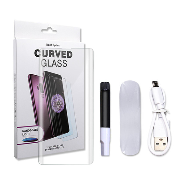 For samsung S10 S10 plus UV liquid glue tempered glass screen protector with UV light and package