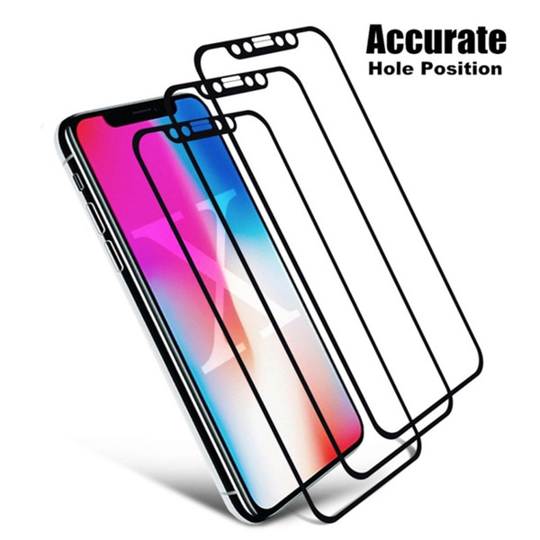 For iphone X XS PLUS XR 9H scratch tempered glass 5.8 inch full cover 3d cellphone screen protector with soft edge 7 8 plus