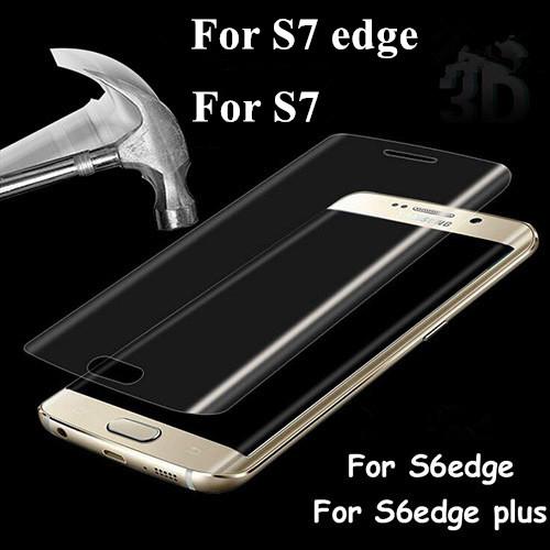 Best quality 3D Curved Clear Full Cover Tempered Glass Film Screen Protector For Samsung Galaxy S6 Edge plus S7 edge