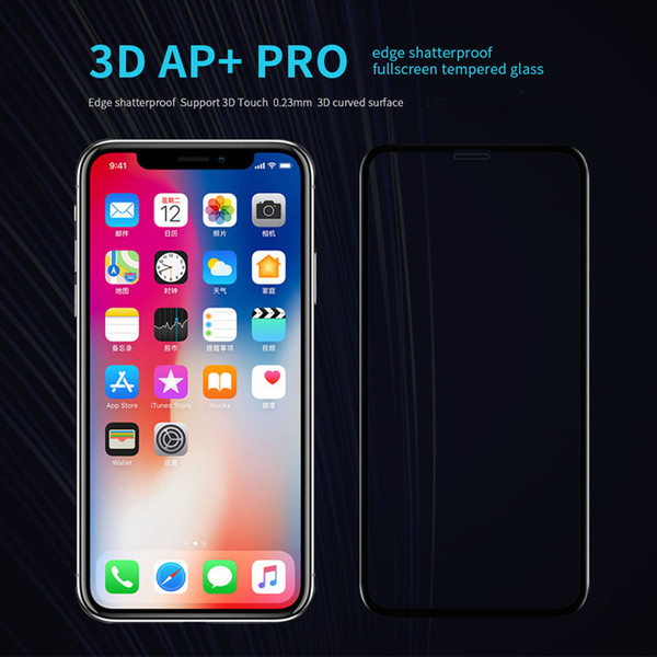 for Apple iPhone XS Max XR 3D AP+Pro edge shatterproof full screen tempered glass protector Oirginal brand Nillkin