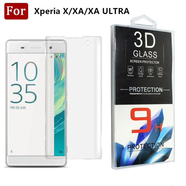 For Sony Xperia XA XP XZ Tempered Glass 3D Curved Full Cover Explosion-proof Screen Protector Film For Sony XA Ultra With Retail Package