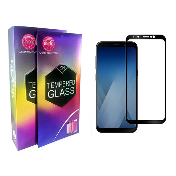 For Samsung Galaxy J2 PRO 2018 A5 2018 A7 2018 A730 A8-2018-A830 A8-PLUS-2018 Full Cover Tempered Glass Screen Protector With Retail Package