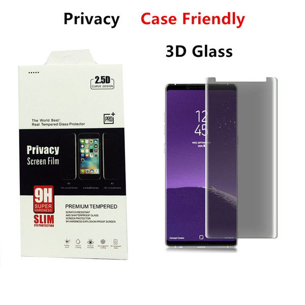 NOTE 8 S8 Privacy anti-spay 3D Tempered Glass Screen Protector Case Friendly Glass Phone Screen Protector For Samsung Galaxy S8 PLUS S7 edge