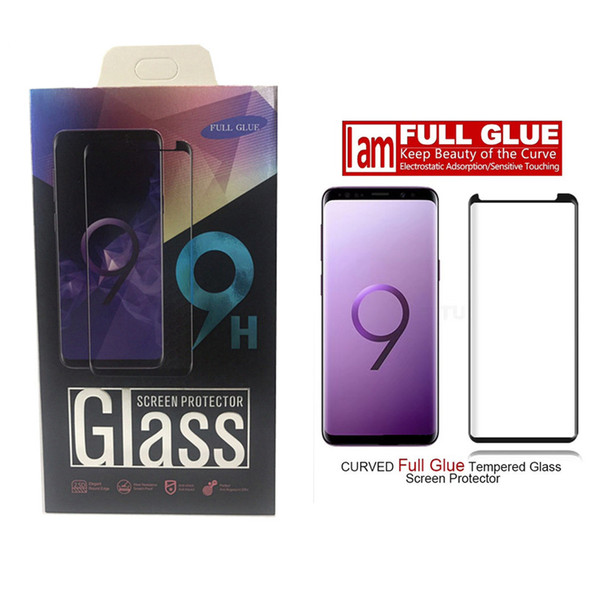 Full Adhesive Glue Case Friendly Tempered Glass Screen Protector For Samsung Galaxy S9 S8 Note 8 S8 Plus S7 edge With Retail Package