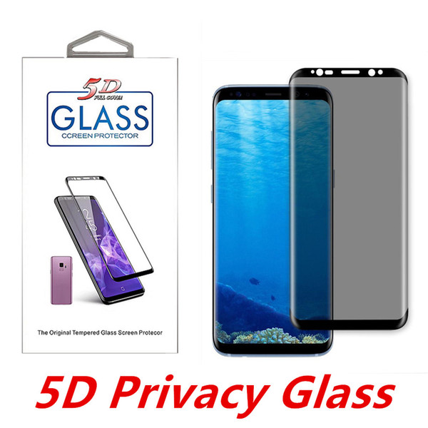 Privacy Tempered Glass For Galaxy S9 S8 Plus Note8 Case Friendly Anti-Spy Full Cover Screen Protector 3D Curved Screen Film With Package