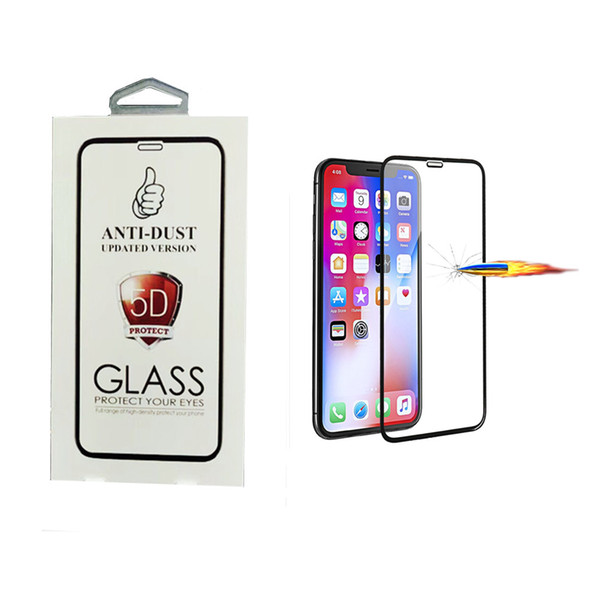 For Iphone X 5D Tempered Glass Curved Screen Protector for iPhone6 6S 7 8 Plus X Edge Full Cover Film With Retail Package