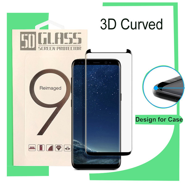 Case Friendly 3D Curved Half Glue Tempered Glass For Samsung S10 S10 Plus S9 Note 9 With Retail Package