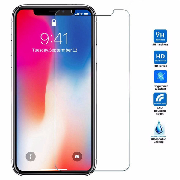 For Iphone Xs Max X XR 8 7plus 6s Clear Screen Protector 2.5D 0.3mm 9HTempered Glass Samsung J3 2018 Paper Package