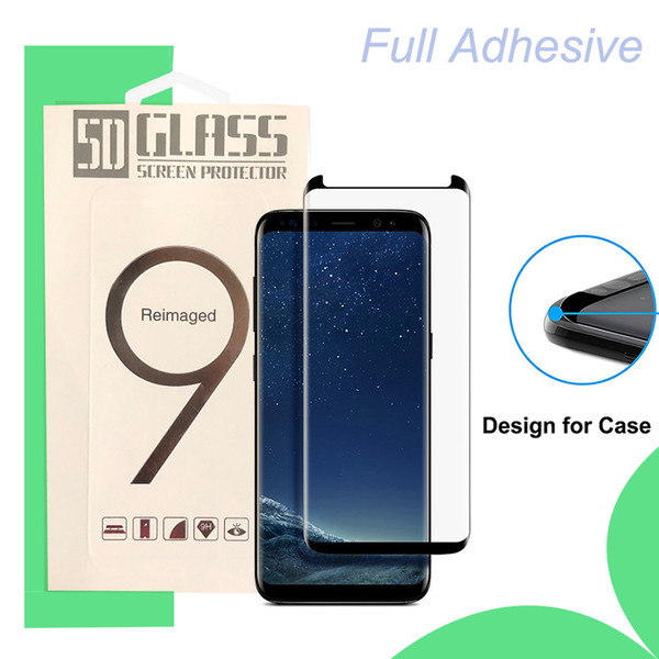 Full Adhesive Glue 3D Curved Tempered Glass For Samsung Galaxy S10 S9 Note 9 S9 plus S8 Case Friendly With Retail Package