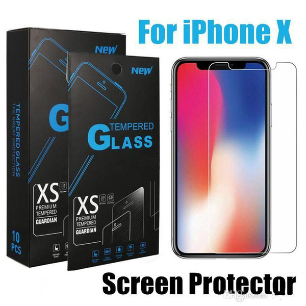 For iPhone XS Max XR Tempered Glass protector for iPhone X 8 7 6Plus Screen Protector Samsung J3 Prime J7 Refine Note 5 With Package