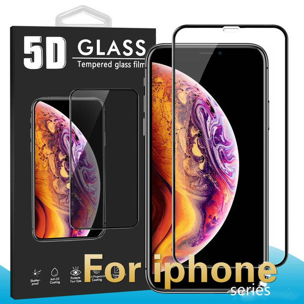 For Iphone XR XS MAX X 5D Tempered Glass screen protector Full Body Cover Curved Film Protector For Iphone 6 6S 7 8 Plus With Package