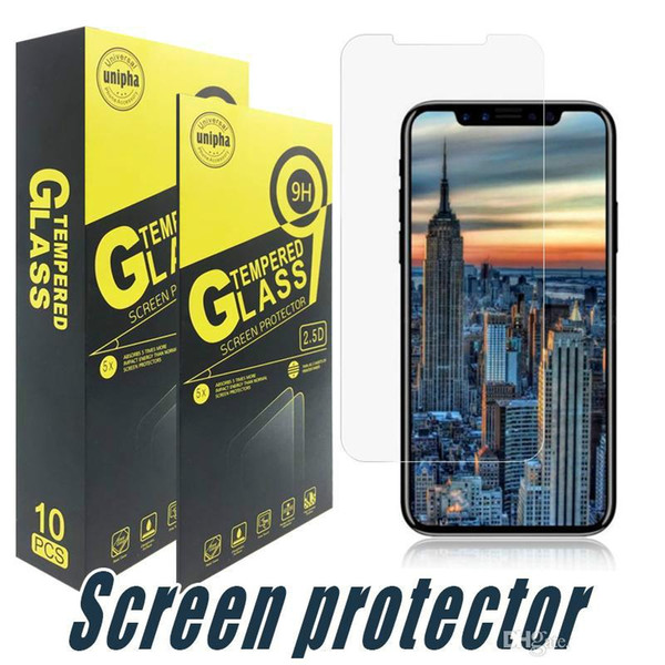 Tempered Glass Screen Protector 9H 2.5D For iPhone X Xr Xs Max 8 7 6S Plus Samsung J3 J2 pro J7 J8 J4 J6 Plus Prime 2017 2018 LG Stylo 4 3