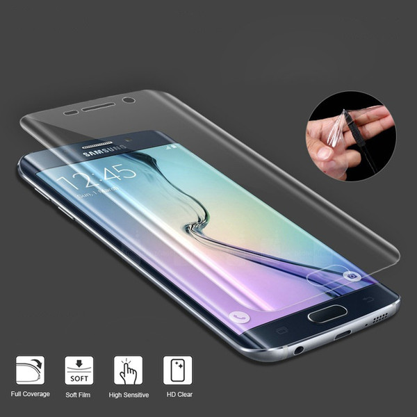 3D Curved Cambered Full Coverage Soft PET Film Screen Protector For Samsung Galaxy S6 Edge Plus S7 Edge Not Tempered Glass 1000pcs