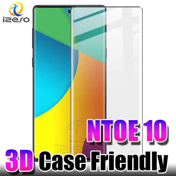 For Galaxy NOTE10 Tempered Glass Case Friendly Good Fingerprint Unlock Curved Screen Protector Film for Samsung S10 S9 S8 Plus Huawei izeso