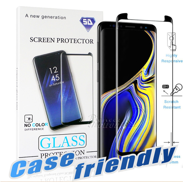 Case Friendly For S10 5G Samsung Galaxy S10 S9 S8 Note 10 Plus Note 9 8 S7 S6 Edge 3D Curve Edge HD Clear Tempered Glass Screen Protector