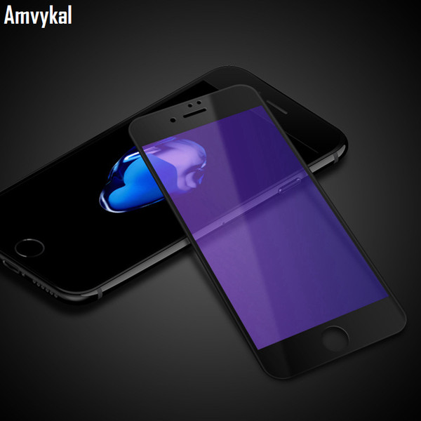 3D Curved Full Cover Soft Edge Tempered Glass Screen Protector For iphone 11 XR XS Max 6s 7 8 Plus Anti-Blue Purple Glass