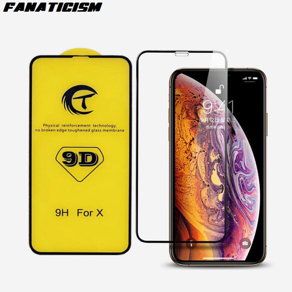 Fanaticism 9D Full Cover Glass Screen Protector For iPhone 8 7 6s Plus Tempered Glass For iPhone XR X XS Max Glass Film