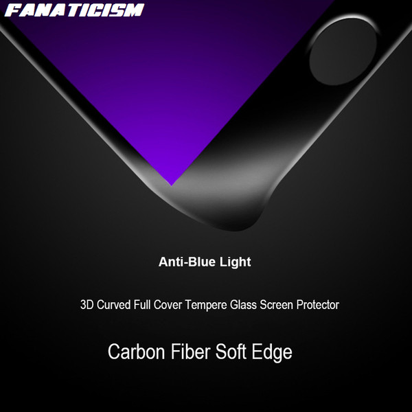 Fanaticism 3D Curved Full Cover Anti-Blue Soft Edge Tempered Glass Screen Protector For iphone XR X XS Max 6 6s 7 8 Plus