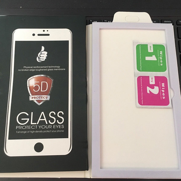 Tempered Glass 5D HD Protective Film for iPhone X 6 6s 7 8 Plus Full Cover Cold Carved Screen Protector 1PCS Free Epacket