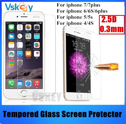 100pcs 2.5D Tempered Glass Screen Protector For iPhone 7 Plus Explosion Proof Protective Film iPhone 6 6s 6 plus 5 5S 4S