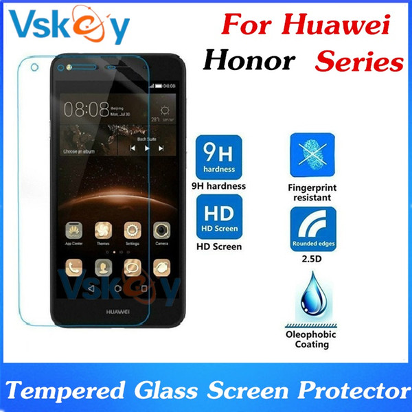 100pcs 2.5D Tempered Glass For Huawei Honor 8 V9 5C 6X 5X 4A 4X 5A Screen Protector Explosion Proof Screen Protector Film