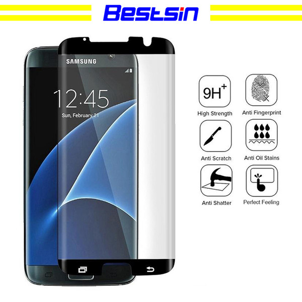 Bestsin 3D Full Cover Round Curved Surface For Samsung Galaxy S7 Edge S8 S9 Plus Note8 Screen Protector S7edge Case Tempered Glass