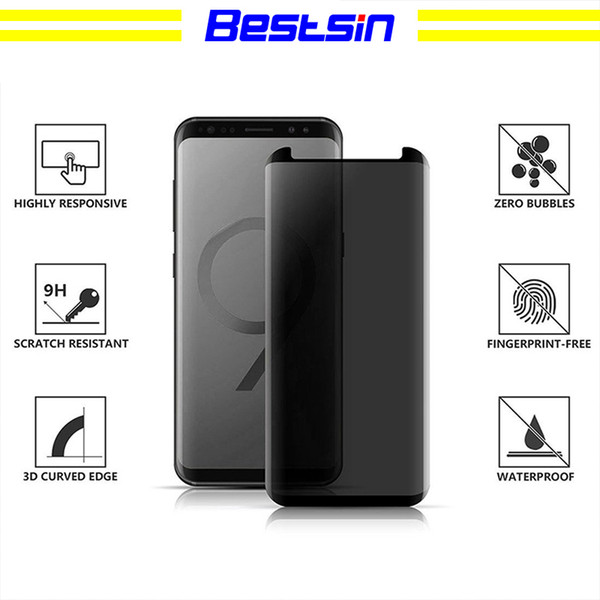 Bestsin For Galaxy S9 S9 Plus S8 Note8 Screen Protector Privacy Tempered Glass Anti Glare HD Privacy Screen Protector Film