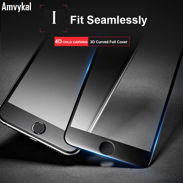 Amvykal For iphone X XR XS Max 6s 7 8 Plus Tempered Glass Screen Protector 5D Curved Edge COLD CARVING Full Cover Glass