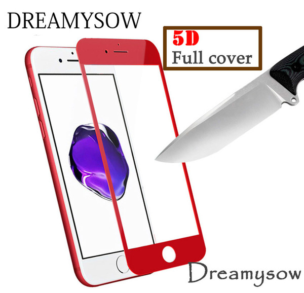 DREAMYSOW 5D Curved Tempered Glass for iPhone 6S 6 7 Full Cover Screen Protector For 6Plus 6sPlus 7Plus X 8 PlusGlass