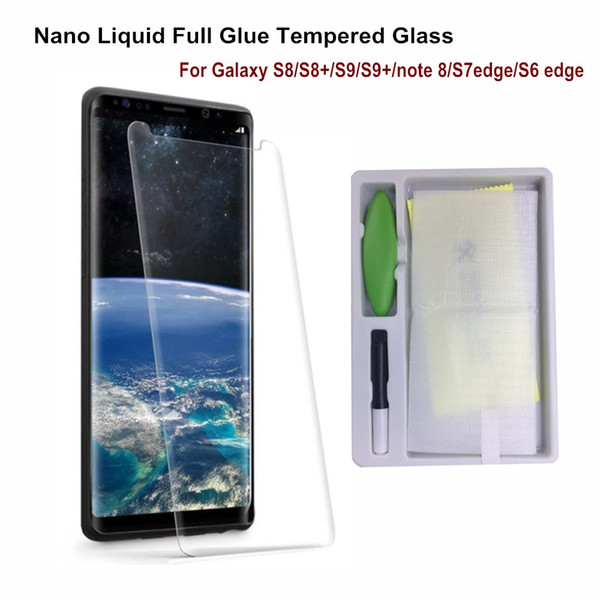 Nano Liquid Full Glue Tempered Glass For Galaxy Note 8 S8 S9 S7 Edge S9 Plus Case friendly Screen Protector Cover Film