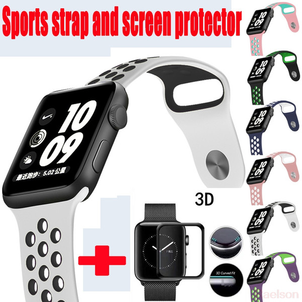 For Watch band 42mm/38mm iwatch 3/2/1 Screen protector for iWatch colorful pattern classic buckle Nylon strap