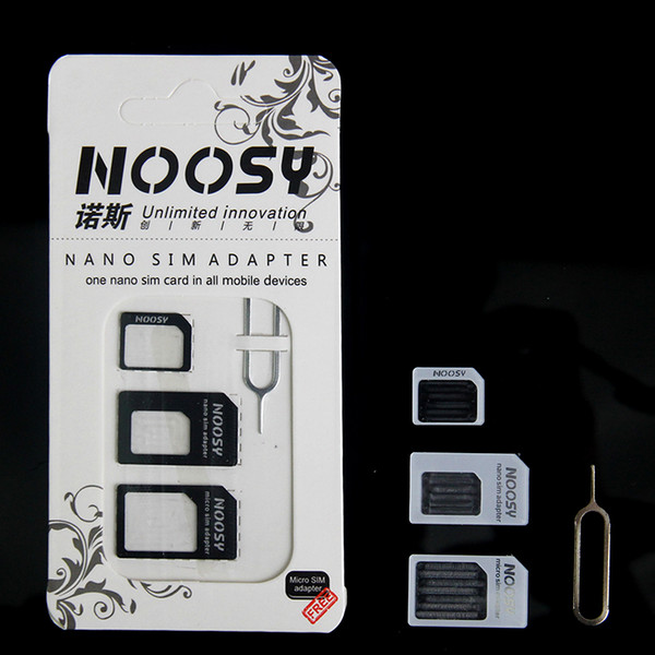4 In 1 Noosy Nano Micro SIM Card Adapter Eject Pin For iPhone x 8 7 6 5 5S for huawei xiaomi samsung with Retail Box SIM Card Adapter
