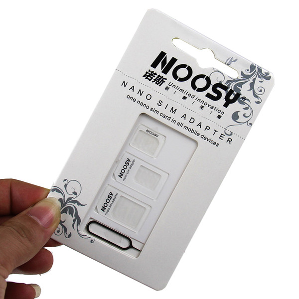 4 In 1 Noosy Nano Micro SIM Card Adapter Eject Pin For Huawei Xiaomi Iphone X 8 6 SIM Card Retail Box Samsung