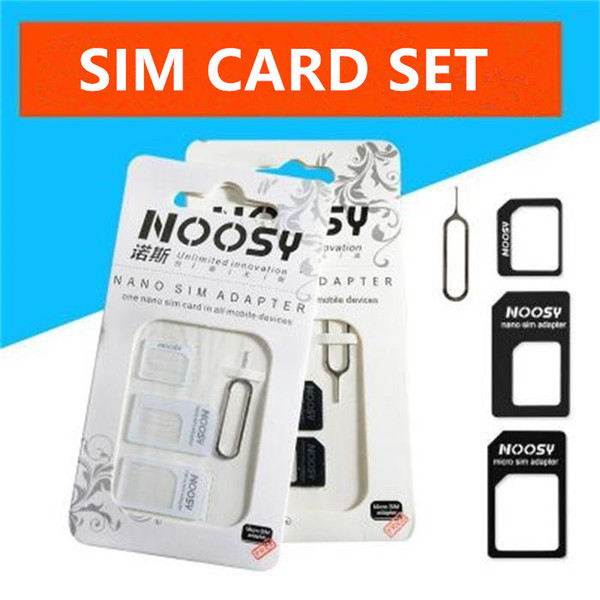 4 In 1 Noosy Nano Micro SIM Card Adapter Eject Pin For Huawei Xiaomi Iphone Samsung SIM Card Pin Retail Box