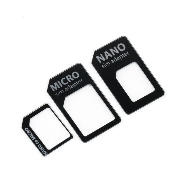 Wholesale SIM MICROSIM Adaptor Adapter 3 in 1 for Nano SIM to Micro Standard for Apple for iPhone 5 5g 5th High Quality 390