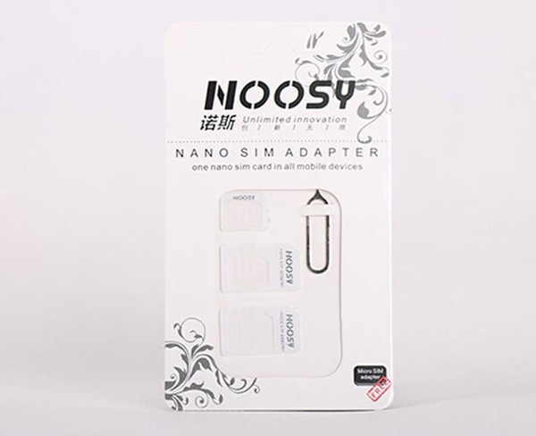 10pcs/lot Noosy Nano SIM Card Micro SIM Card to Standard Adapter Adaptor Converter Set for iPhone 6/5/4S/4 with Eject Pin Key K2616
