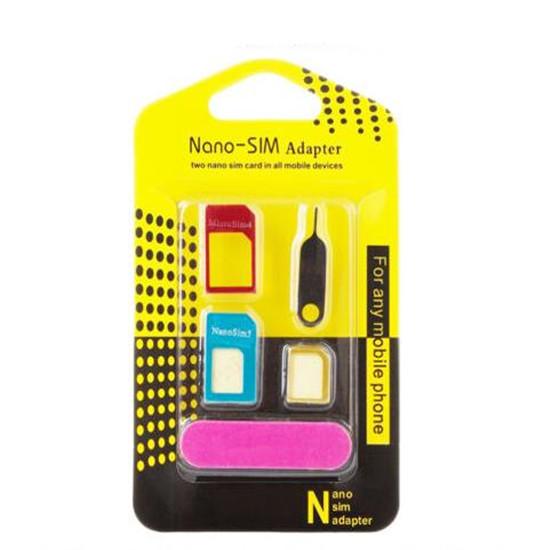 Aluminum Metal 5 in 1 Nano SIM Card Adapter Eject Pin Set For iPhone X 8 7 6 samsung S8 Edge
