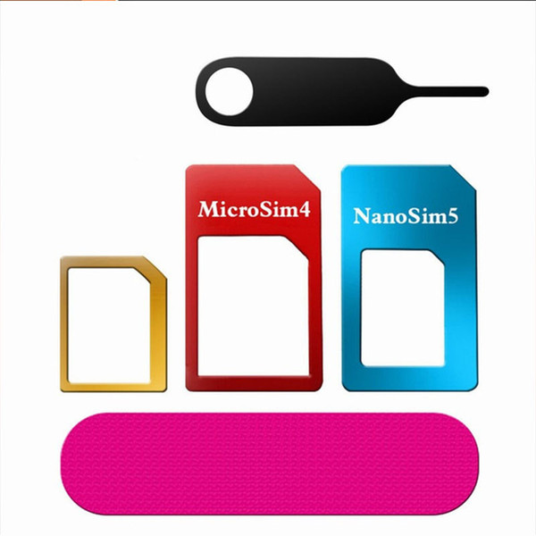 Aluminum Metal 5 in 1 Nano Sim adapter Micro Sim Standard Sim Card Convertion Converter for Samsung S10 S10 plus for iphone x xr xs max 7 8