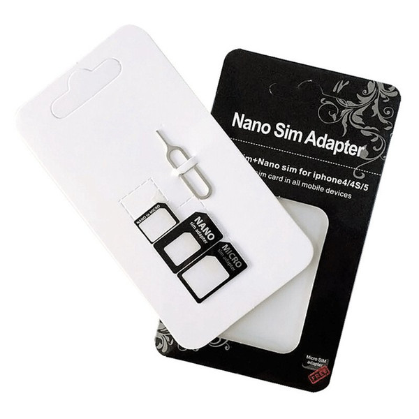 Universal 4 in 1 Set Micro SIM Card To Standard SIM Card Adapter Converter Set Sim Card For iPhone 6 7 Plus For Samsung