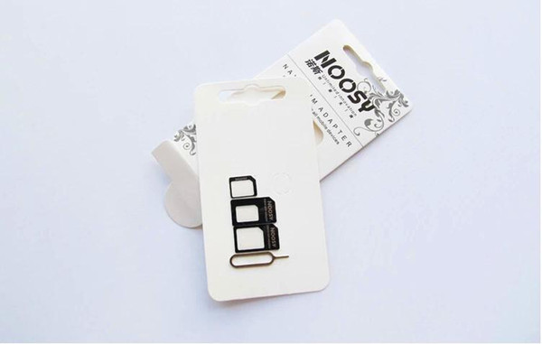 4 in 1 Noosy Nano Micro SIM Adapter Adaptor with Sim card Pin Eject Key standard SIM Tray For iPhone 4 4S 5 5G 5S 5C 6 black white new