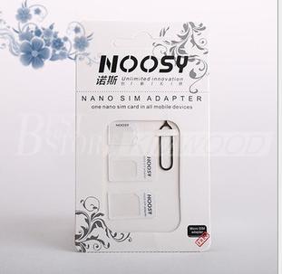 4 In 1 Noosy Nano Micro SIM Adapter Eject Pin For Iphone 5 For Iphone 4 4S 6 SIM Card Retail Box Samsung